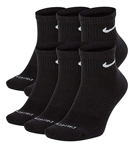 Nike Everyday Plus Cotton Cushioned Dri-Fit Ankle Socks (6 Pair) (Black/White, Medium)