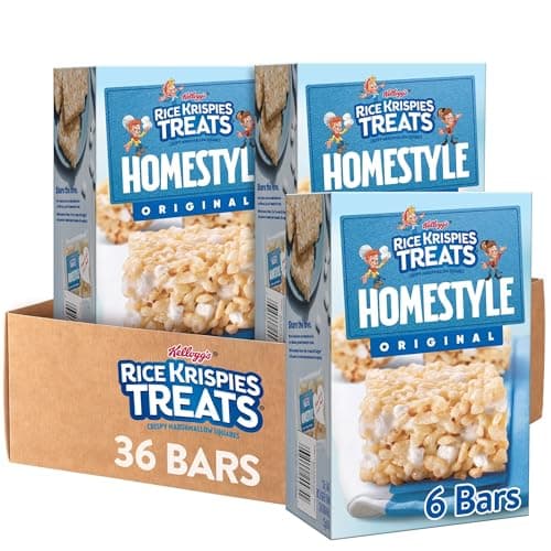 Rice Krispies Treats Homestyle Marshmallow Snack Bars, Kids Snacks, School Lunch, Original (6 Boxes, 36 Bars)