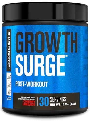 Jacked Factory Growth Surge Creatine Post Workout w/L-Carnitine - Daily Muscle Builder & Recovery Supplement with Creatine Monohydrate, Betaine, L-Carnitine L-Tartrate - 30 Servings, Cherry Limeade