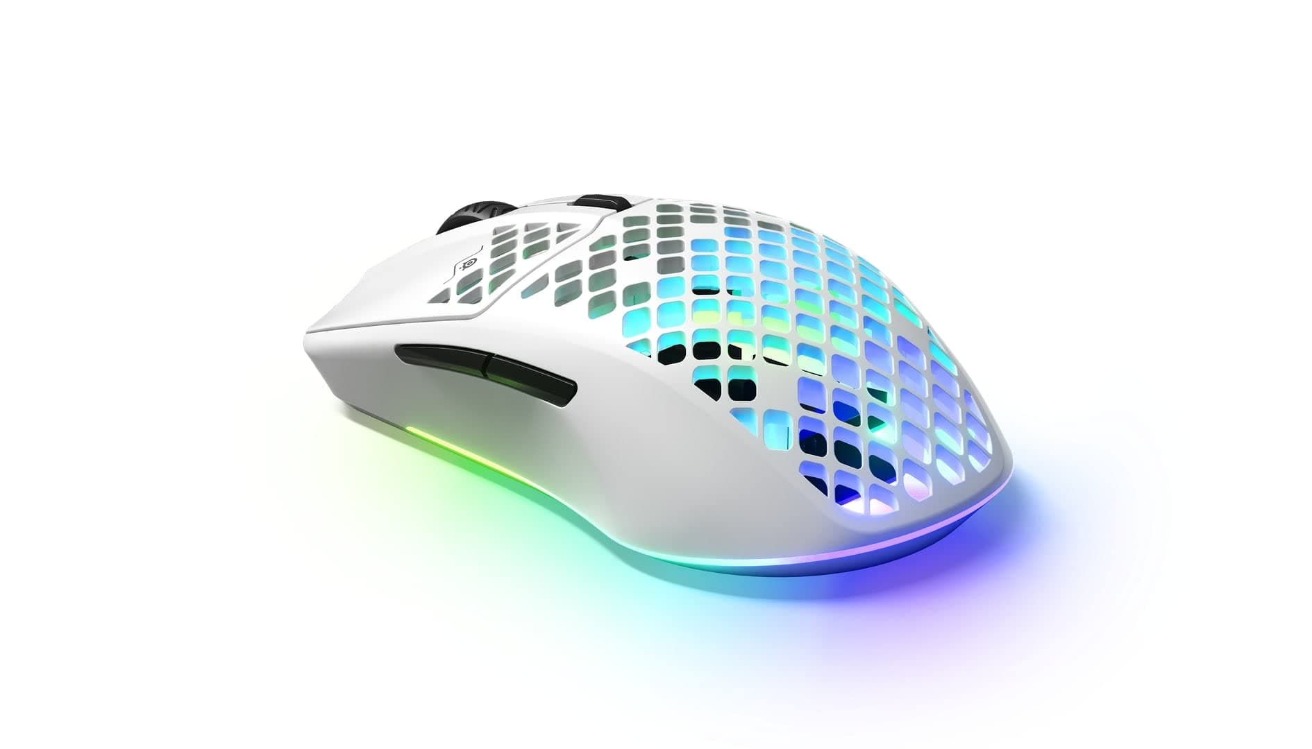 SteelSeries Aerox 3 Wireless - Holey RGB Gaming Mouse - Ultra-lightweight Water Resistant Design - 18K DPI TrueMove Air Optical Sensor -Snow