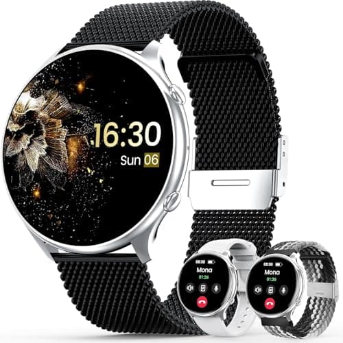 elfofle Smart Watches for Women，1.39" Fitness Tracker with Answer/Make Calls/Sleep Monitor/IP67 Waterproof /120 Sport Mode/Sleep Monitor Watch for Android iOS (Black Silver)