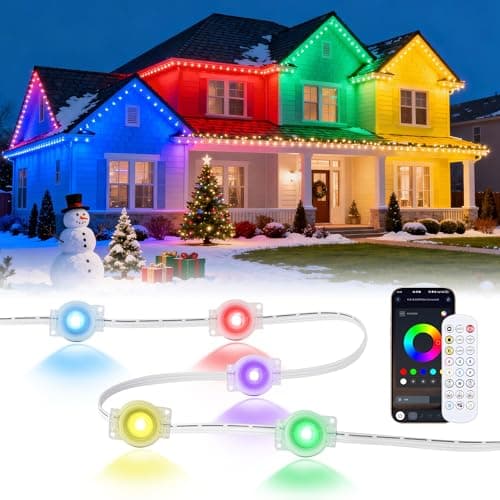 LUMLLSAJI Permanent Outdoor Lights, 200FT RGB Christmas Lights with 100 LED, App/Remote Control, 33 Scene Modes, 216 Lighting Modes, 16 Million DIY Colors,Waterproof for House Roof Lighting