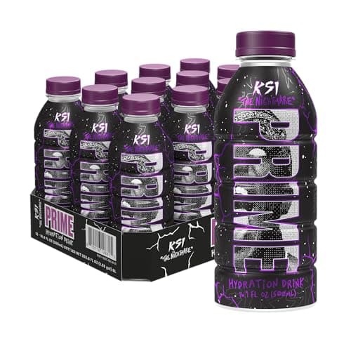 PRIME Hydration KSI THE NIGHTMARE, Sports Drinks, Electrolyte Enhanced to Replenish Fluids, 250mg BCAAs, B Vitamins, Antioxidants, Low Sugar, 16.9 Fluid Ounce, 12 Pack
