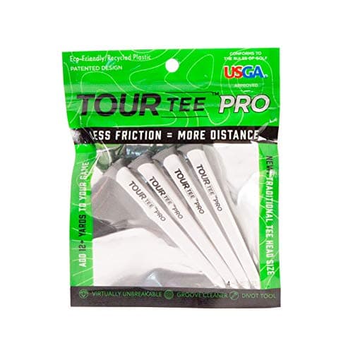 CMCDESIGN Tour Tee Pro Pack - Frictionless Golf Tees for More Distance & Consistent Yards - Reusable, Made with Recycled Plastic & Virtually Unbreakable - Four 3.15” Golf Tees with Standard Cup