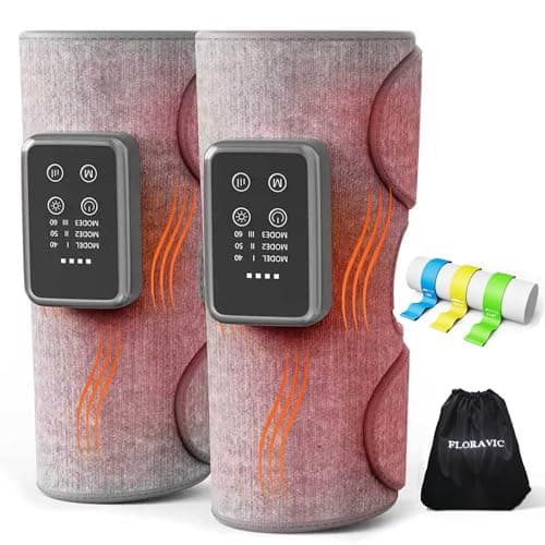 FLORAVIC Cordless Leg Massager with Heat for Daily Pain & Comfort Use, Calf Massager with Adjustable Wraps, 3 Modes & 3 Intensities, Useful Gift for Men, Athletes & Seniors, Relaxation Gifts for Women