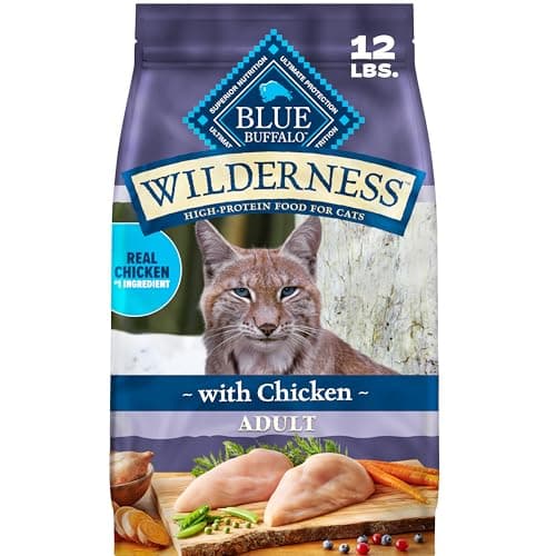 Blue Buffalo Wilderness with Chicken Natural High-Protein Grain-Free Dry Food for Adult Cats, Real Chicken First, Antioxidant-Rich LifeSource Bits Support Immunity, Promotes Strong Muscles, 12 lbs.