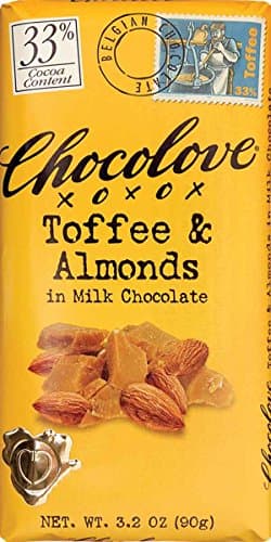 Chocolove Toffee & Almonds in Milk Chocolate Bar, 3.2 Ounce (Pack of 12)