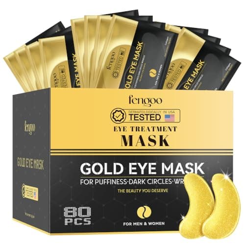 FENGOO 80 PCS 24K Gold Collagen Under Eye Patches & Smile Line Patches