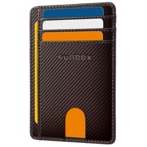RUNBOX Slim Minimalist Front Pocket RFID Blocking Leather Wallets for Men and Women Card Holder Wallets Gifts for men