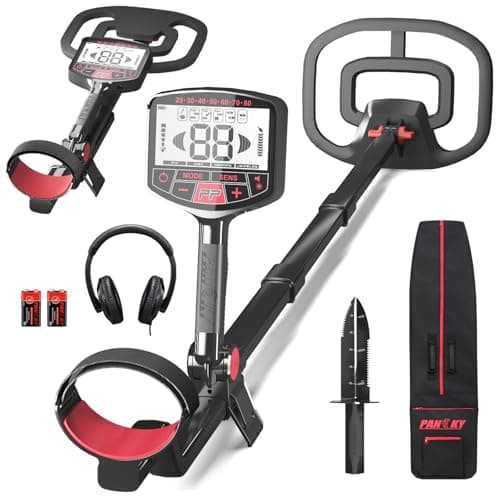 PANCKY Metal Detector for Adults Professional, Collapsible All-Terrain Pinpointing IP68 Waterproof Gold Metal Detector Kit 27.2 to 51.2" Adjustable, 5 Modes, 10.55x8.35 Coil, Higher Accuracy, PK1098