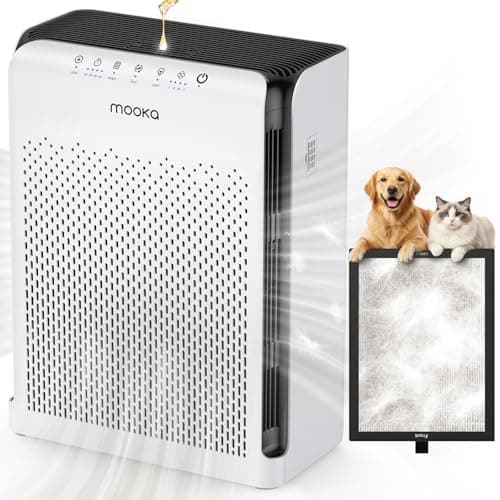 MOOKA Air Purifiers for Home Pets Large Room 2200ft² with ECO Mode, 20dB Ultra-Quiet HEPA Air Filter for Bedroom with Aromatherapy Nightlight, Air Cleaner for Pet Hair Dander Odor Dust Smoke, M200L