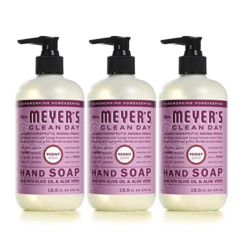 MRS. MEYER'S CLEAN DAY Hand Soap, Made with Essential Oils, Peony, 12.5 fl. oz - Pack of 3