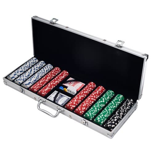 Poker Chip Set - 11.5g Poker Set with Cards, Buttons, Carrying Case, and 500 Chips for Texas Hold'em and Blackjack Games by Trademark Poker