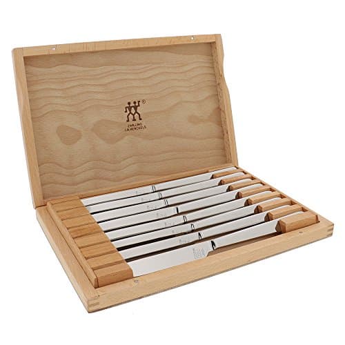 ZWILLING Contemporary 8pc Steak Knife Set, Oval handle Stainless Steel 12" x 10" case