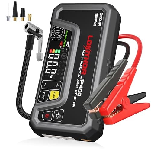 LOKITHOR JP400 Jump Starter with Air Compressor, 2500A 12V Car Battery Jumper Starter Portable (8.5L Gas/6.5L Diesel) Jump Box for Car Battery with ConnectMax, 150PSI Tire Inflator, Jumper Cables
