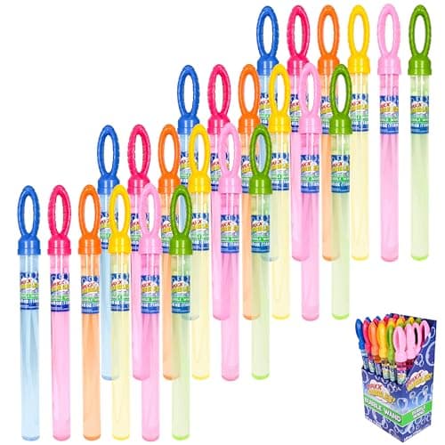 Maxx Bubbles 24 Pack 14.6" Bulk Bubble Wands for Summer Toy, Outdoor/Indoor Activity Use, Party Favor Supplies for Kids, 2 Dozen