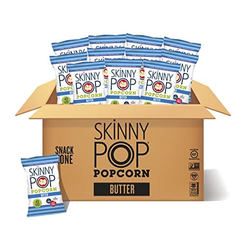 SkinnyPop Butter Popcorn , 12ct, 1oz Individual Snack Size Bags, Skinny Pop, Healthy Popcorn Snacks, Gluten Free