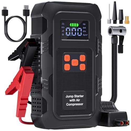 HPBS 5000A Jump Starter with Air Compressor, Portable Car Battery Jump Starter with 150 PSI Tire Inflator for Up to 10.0L Gas and 8.0L Diesel Engines, 12V Jump Box Battery Charger Booster(Orange)