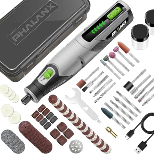 PHALANX Rotary Tool - 4V Cordless Rotary Tool Kit Accessories 80 PCS 2500mAh Battery, Preset 5 Speed Adjustment Grinder Tool for Cutting Sanding Carving Polishing Engraver DIY Crafts(R4-Standard)