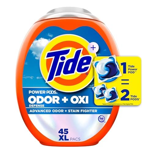 Tide Odor Defense + Oxi Laundry Detergent Pacs, Original Scent, 45 Count, Advanced Odor + Stain Fighter