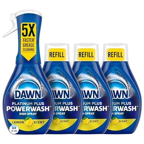 Dawn Powerwash Dish Soap Spray + 3 Dishwashing Liquid Refills Lemon, 4*16oz