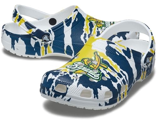 Crocs Unisex Savannah Bananas Classic Clogs, Savannah Bananas, Men 10, Women 12 Medium