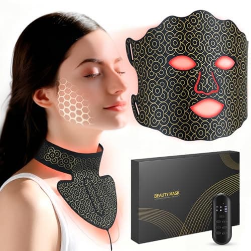 Yenjuty Red Light Therapy for Face & Neck, 7-Color LED Light Therapy Mask, 2600mAh Rechargeable Red Light Mask for Skin Care,With Adjustable Brightness & Timer, Suitable for Home or Travel Use