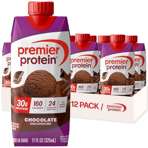 Premier Protein Shake, Chocolate, 30g Protein, No Added Sugar, 24 Vitamins & Minerals to Support Immune Health, 11 fl oz, 12 Pack