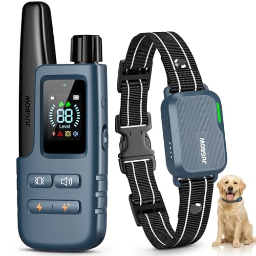Jugbow Dog Shock Collar - 4500FT Dog Training Collar with Remote, IPX8 Waterproof Electric Dog Collar with 4 Training Modes, Security Lock, Rechargeable eCollar for 10-120lbs Dogs(Bright Blue 1 Pack)