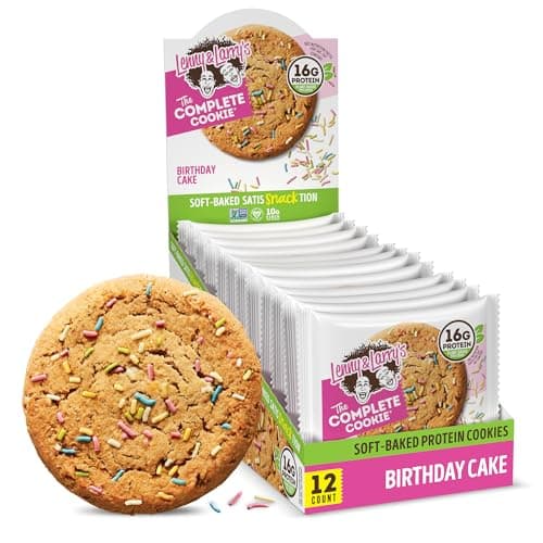 Lenny & Larry's The Complete Cookie, Birthday Cake, Soft Baked, 16g Plant Protein, Vegan, Non-GMO, 4 Ounce Cookie (Pack of 12)