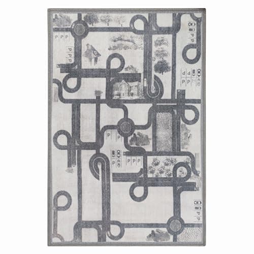 Superior Kids Indoor Area Rug, Country Road Floor Decor for Kids Bedroom Decorations, Colorful Throw, Play Room Accessories, Nursery Bedrooms, Cute, Soft Rugs, 2' x 3', Ivory