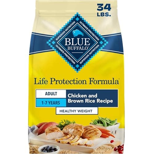 Blue Buffalo Life Protection Formula Healthy Weight Adult Dry Dog Food, Chicken & Brown Rice, Supports Immunity with Antioxidant-Rich LifeSource Bits, Promotes Lean Muscles & Weight Control, 34 lbs.