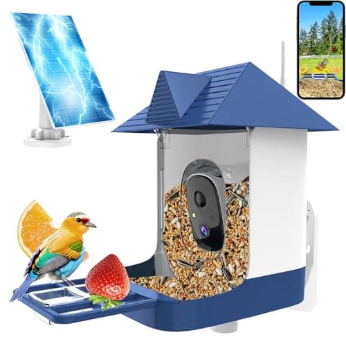 Swingers Smart Bird Feeder with Camera, Solar Powered Bird Feeders for Outdoors, Weatherproof Birds Camera Featuring Permanent AI to Identify 10,000+ Wild Birds Species & Clear Video (1.2L, Blue)