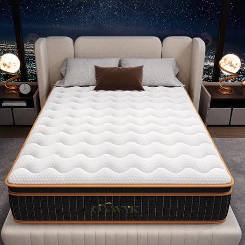 Ovwyk King Mattress 12 Inch, Hybrid Mattress King Size Bed in a Box, Memory Foam and Individual Pocket Springs, Edge Support, Motion Isolation & Pressure Relief, Medium Firm, 365-Night Trial
