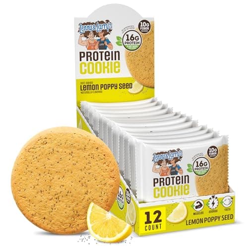 Lenny & Larry's Protein Cookie, Lemon Poppy Seed – High Protein Snacks with 16g Plant Protein, 10g Fiber, Soft-Baked, Vegan, Non-GMO | 4oz, Pack of 12