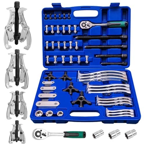 FOFLYRN 4 in 1 Gear Puller Set,2 Jaw & 3 Jaw Bearing Puller Kit,72pcs 3" 4" 6" 8" Gear Puller with Reversible Jaws,Cr-V Steel Heavy Duty Pulley Puller Tool for Bearing Gear Pulley Flywheel Removal.