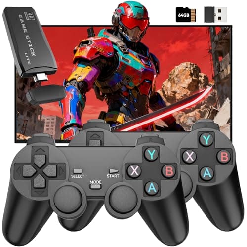 Upgrade Retro Gaming Console - 64GB Game Stick with 20,000+ Retro Games, Plug & Play Video Games with 2 Controllers Emulators , 4K HDMI Video Game Console for Family