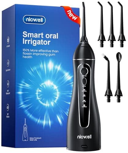 Nicwell Water Dental Flosser Teeth Pick - Cordless Portable 4 Modes Rechargeable Flossers Oral Irrigator IPX7 Waterproof Travel Gum Floss Cleaner Deep Cleaning Flossing Picks for Home Daily Shower