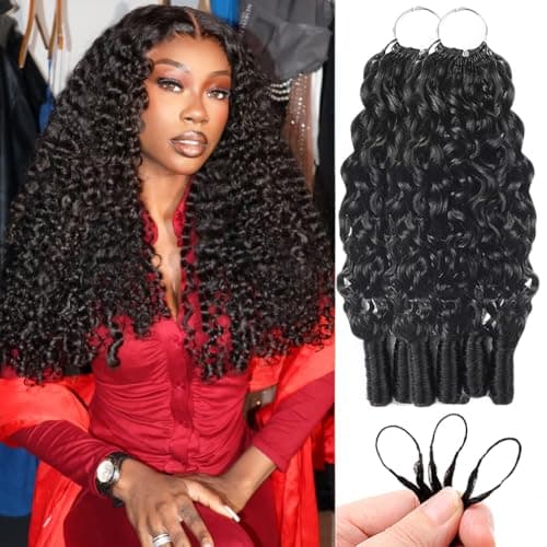 Burmese Curly Feather Crochet Human Hair （16 Inch 120g）Miracle knots crochet human hair Pre Loop Invisible Water Curly Crochet Hair Extensions Natural color for Black Women