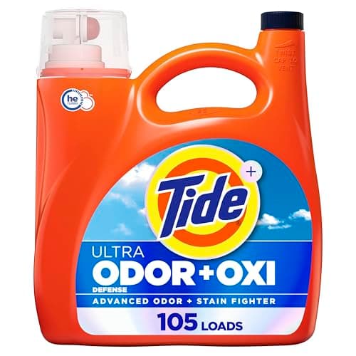 Tide Ultra Odor Defense Plus Oxi Liquid Laundry Detergent, 148 fl oz, 105 Loads, Advanced Odor and Stain Fighting Laundry Detergent Liquid