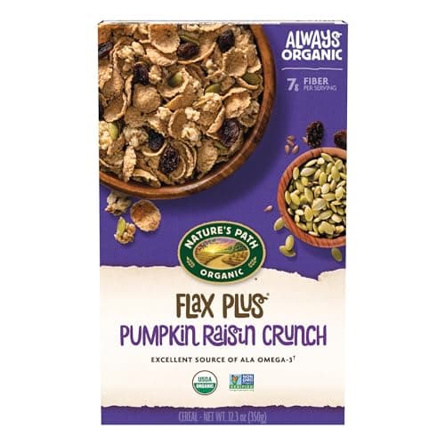 Nature's Path Organic Flax Plus Pumpkin Raisin Crunch Cereal, 12.3 oz (Pack of 12), Non-GMO