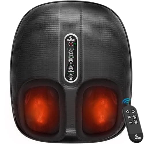 CuPiLo Foot Massager FSA Eligible HSA, Shiatsu Foot Massager for Plantar Fasciitis with Heat & Remote Control, 5 Compression Levels & Kneading Massage for Tired Feet, Seniors, Officer, Dad Gifts