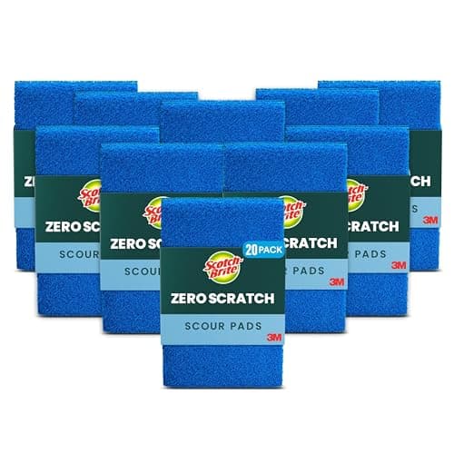 Scotch-Brite Zero Scratch Scouring Pad, Effective + Gentle Dish Scrubber for Household Cleaning, 2 Scrub Pads for Dishes, Nonstick Pots and Pans, Glass, Tubs, Showers, Reusable & Durable