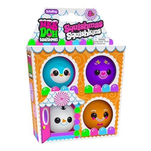 Schylling NeeDoh The Groovy Glob Squishmas Squishkins Stress Ball 4-Pack