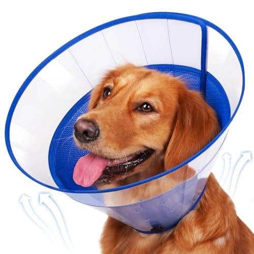 BARKLESS Soft Dog Cone, Soft Cone for Large Dogs to Stop Licking Biting Wounds, Breathable Surgical E Collar for After Surgery, Adjustable Elizabethan Collar for Neuter Incision Care