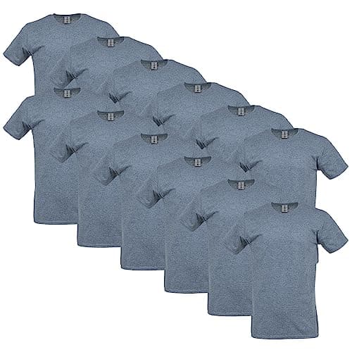 Gildan Adult Softstyle Cotton T-Shirt, Style G64000, Multipack, Dark Heather (12-Pack), Medium