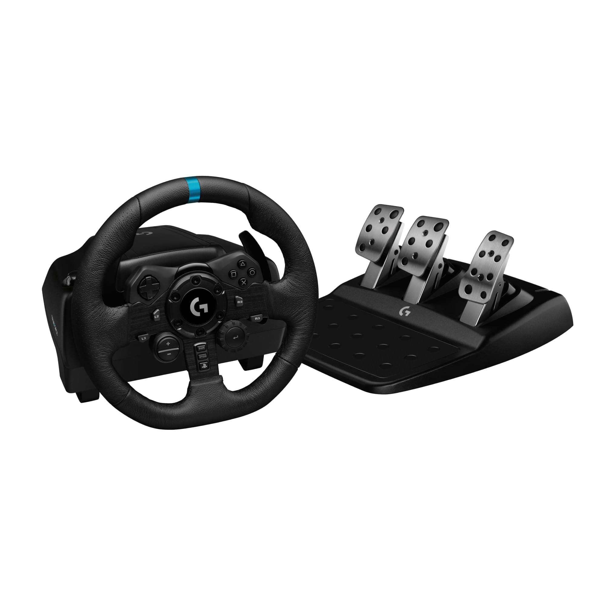 Logitech G923 Racing Wheel and Pedals for Playstation/PS5/PS4 & PC | Trueforce compatible, <1000 Hz force feedback, dual clutch launch control, genuine leather cover, for PS5, PS4, PC, Mac