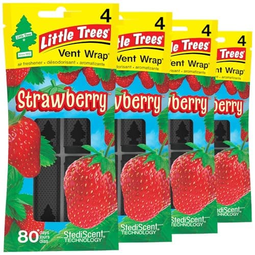 LITTLE TREES Car Air Freshener | Vent Wrap Provides Long Lasting Scent, Invisibly Fresh | Strawberry, 16 Air Fresheners