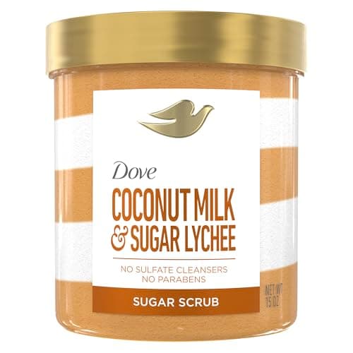 Dove Sugar Body Scrub Coconut & Lychee For Women For Exfoliated & Hydrated skin 15 oz