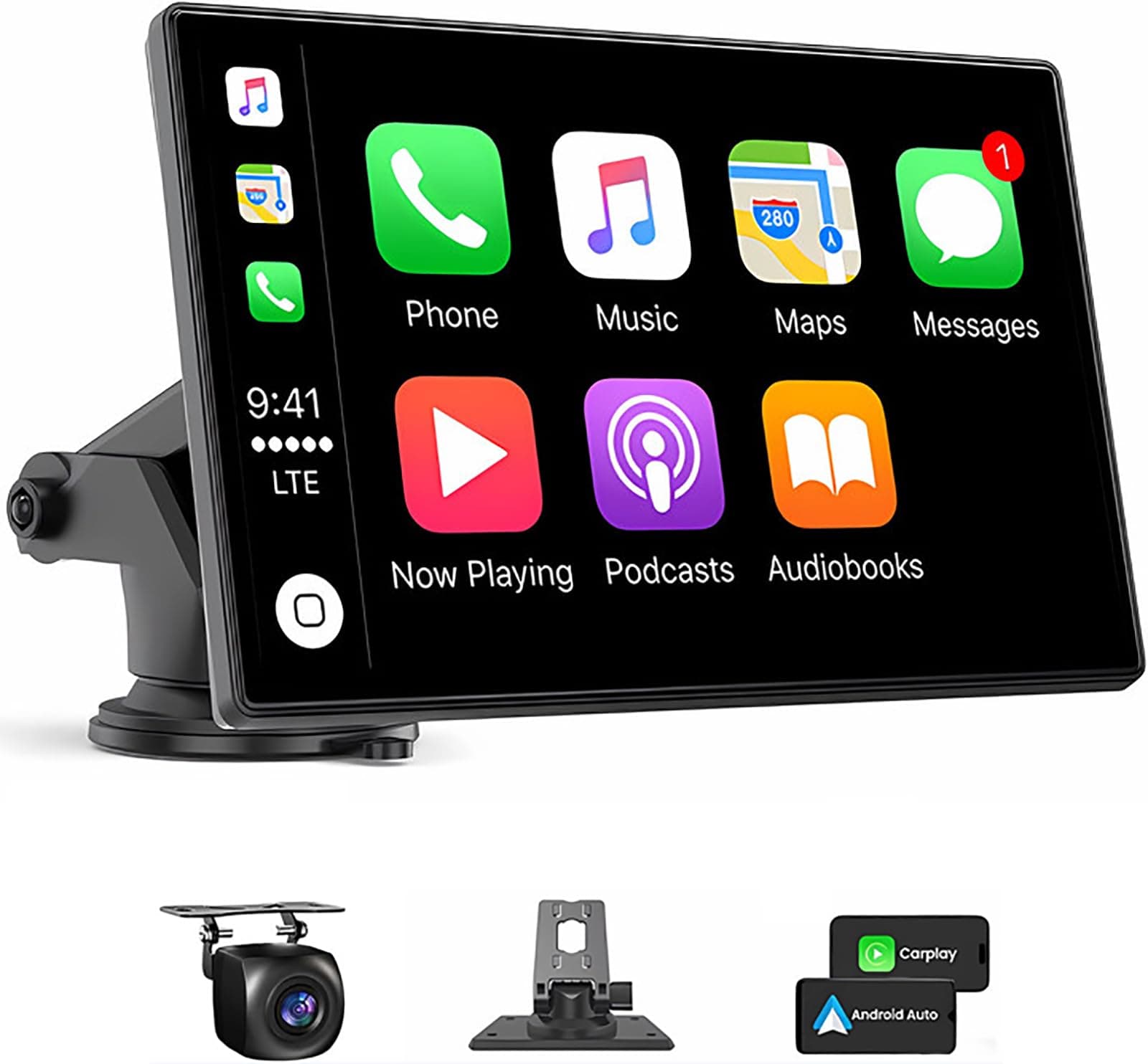 Eleacc Premium Apple CarPlay Screen for Car, Bluetooth, Backup Camera, 7"HD | GPS Navigation, Voice Control, Hands-Free Calling, Mirror Link, AUX, Wireless Touchscreen Car Stereo, Fits All Vehicles